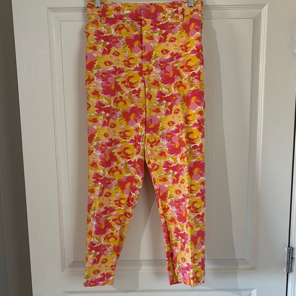 Old Navy Pink and Yellow Ankle Cropped Pants